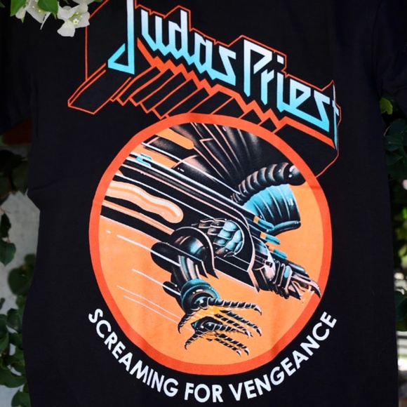 JUDAS PRIEST- SCREAMING FOR VENGEANCE BLACK GRAPHIC ROCK TSHIRT - Picture 2 of 2
